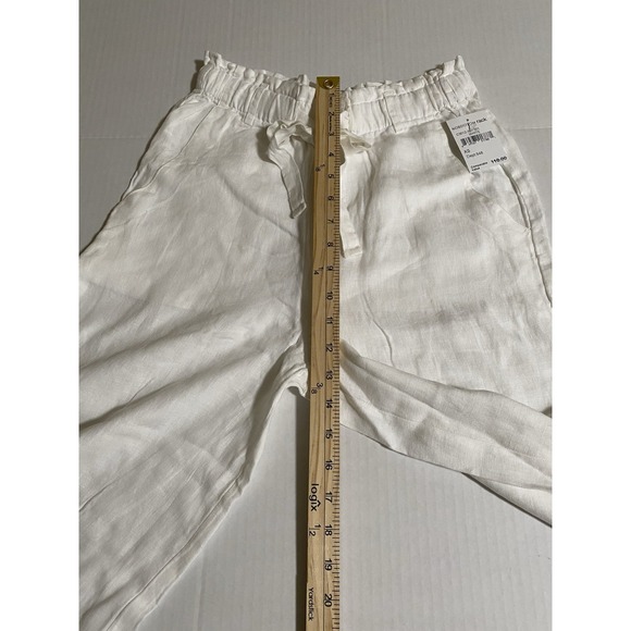 Anthropologie CLOTH & STONE White LINEN Paperbag Waist Wide Leg Crop Pants‎ XS - Picture 12 of 12